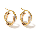 Triple Colour Twisted U-Shape Hoop Earrings