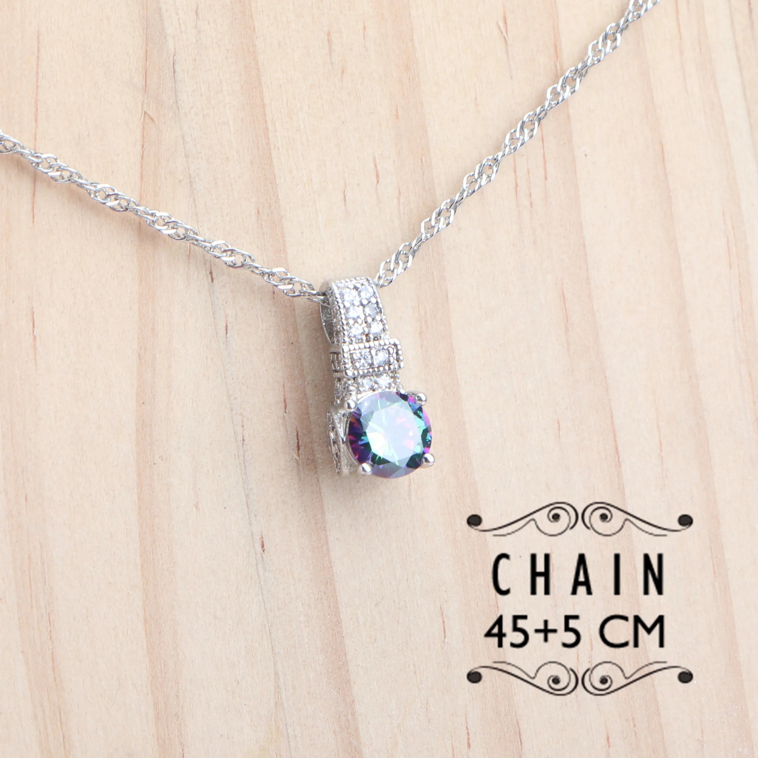 925 Sterling Silver Purple Zircon Jewellery Set