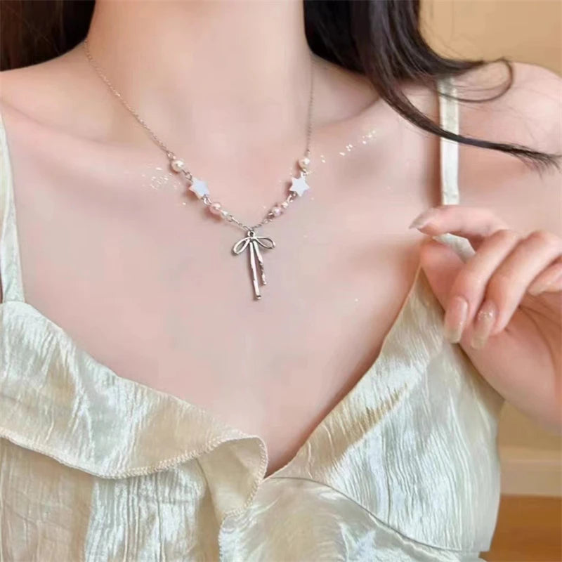 Crystal Zircon Butterfly Tassel Necklace