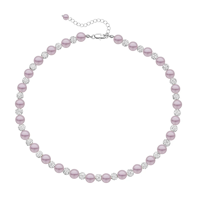 Rose Purple Pearl Bead Clavicle Chain Necklace
