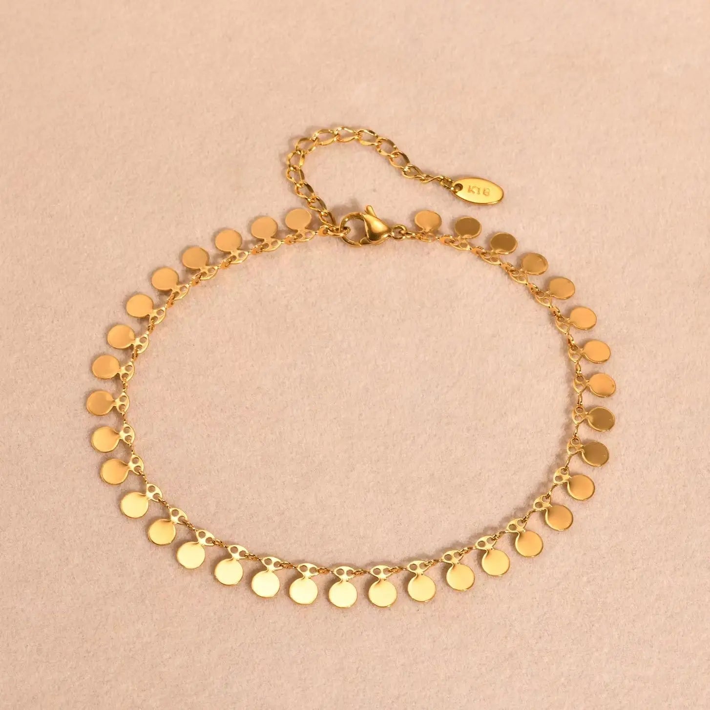 Full-gloss Disc Tassel Anklet