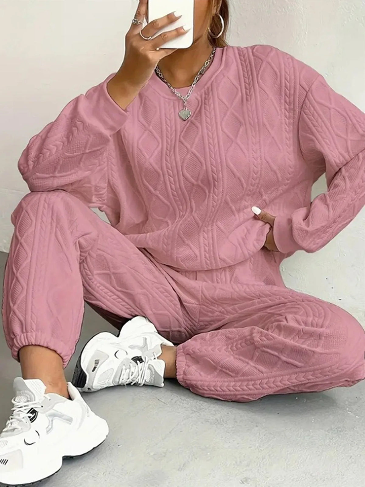 Women's Knit Streetwear – Casual Autumn/Winter Sports Style