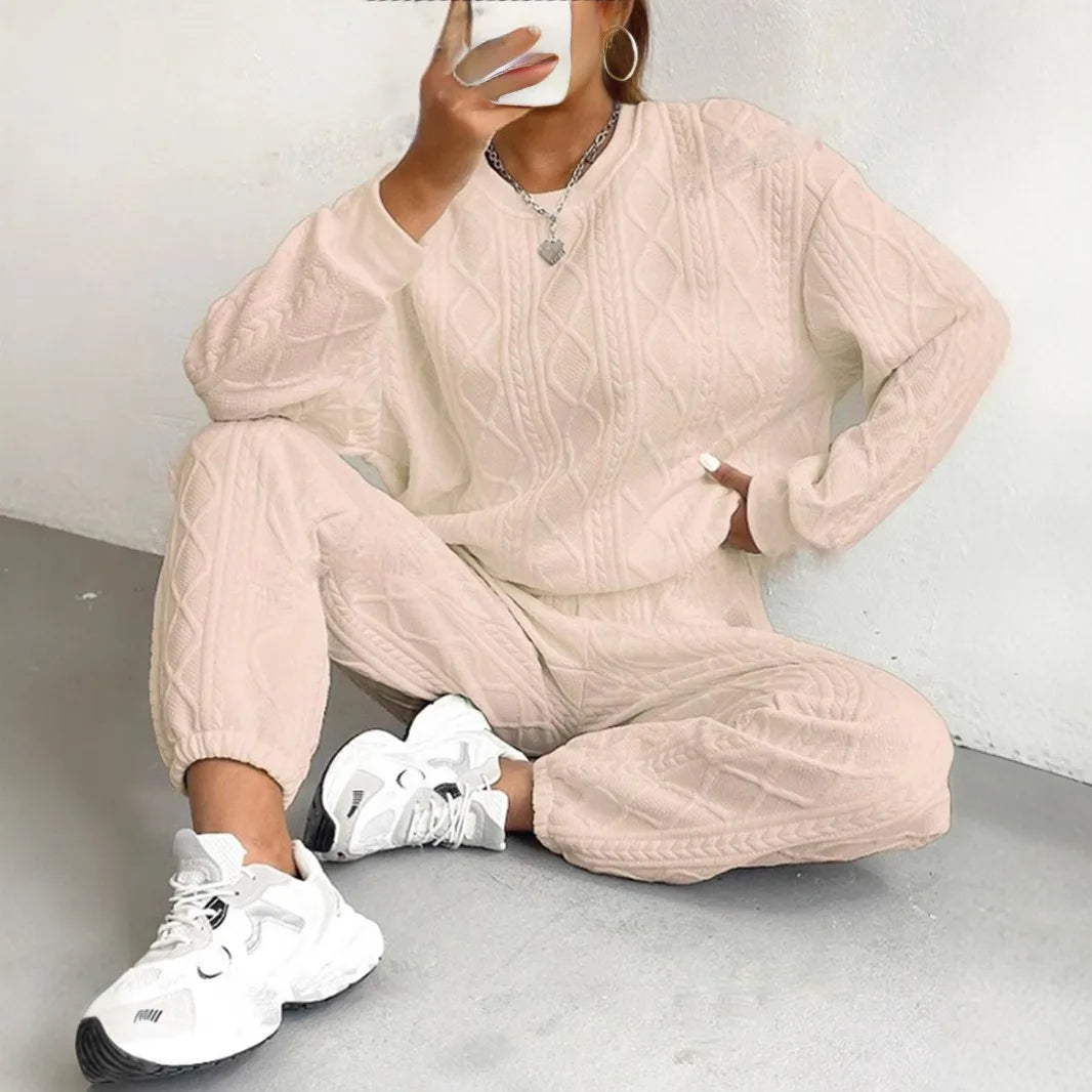 Women's Knit Streetwear – Casual Autumn/Winter Sports Style