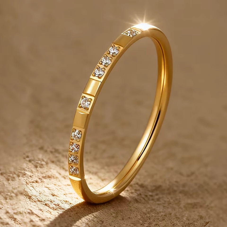 2pcs/set Modern Spark Zircon Ring