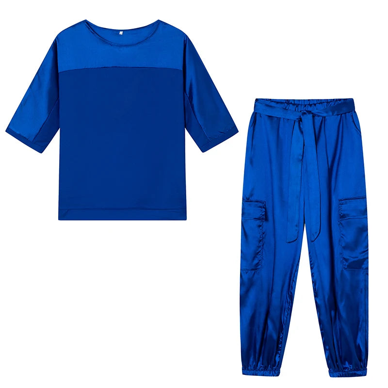 Satin Half-Sleeve Two-Piece Set