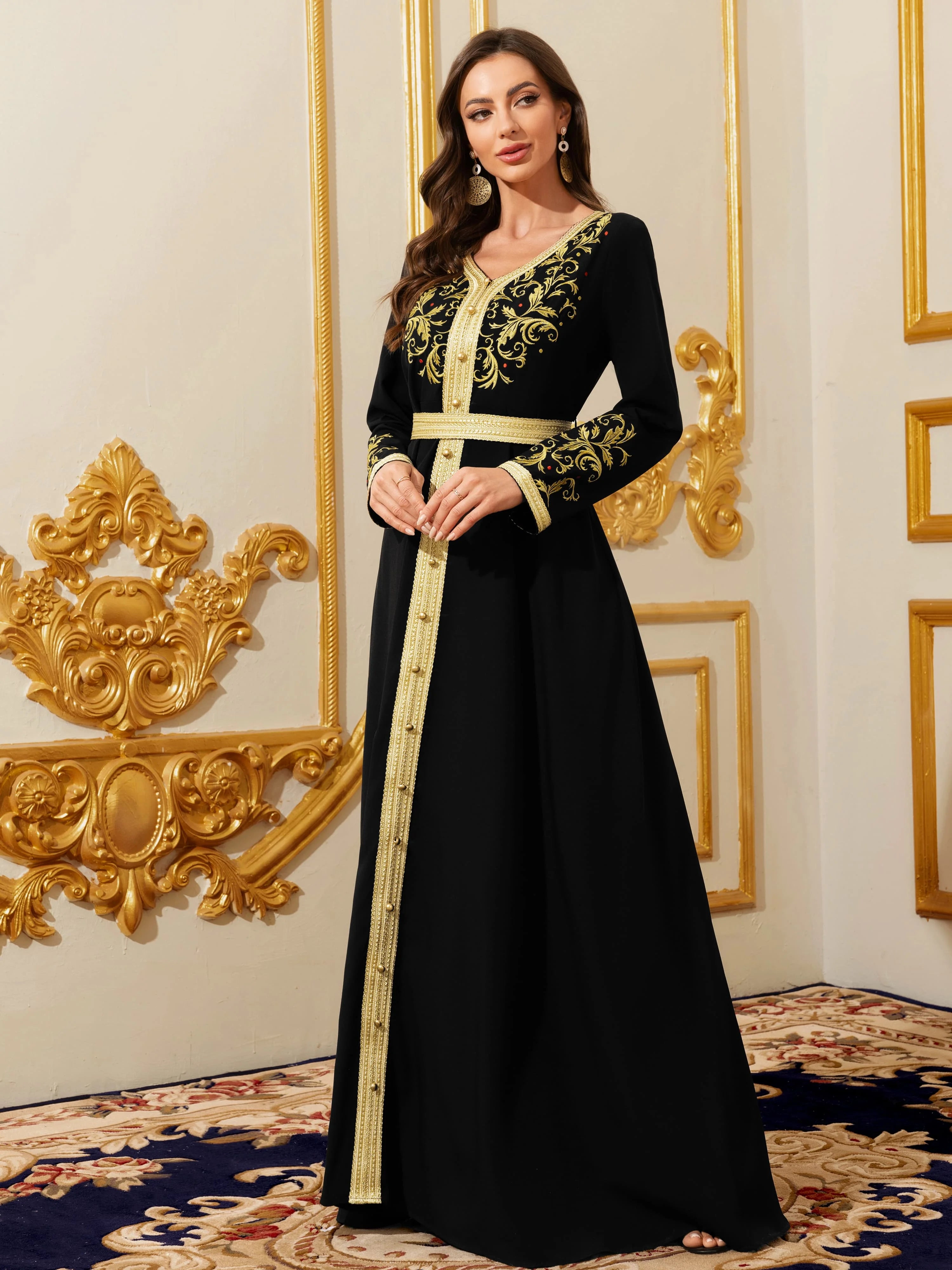 Gold Embroidered Islamic Evening Gown