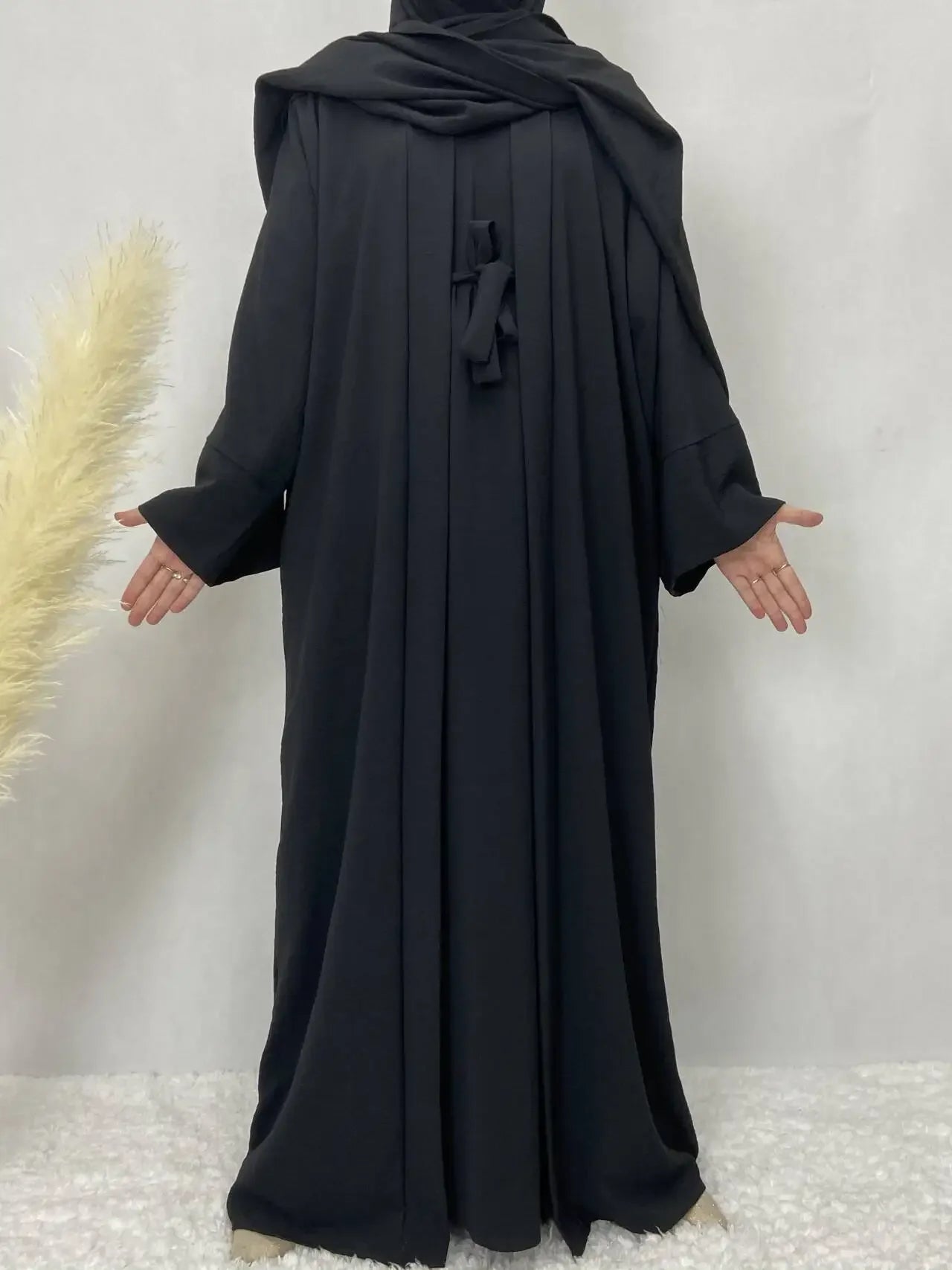 Two-Piece Abaya Robe Coat & Inner Dress Set