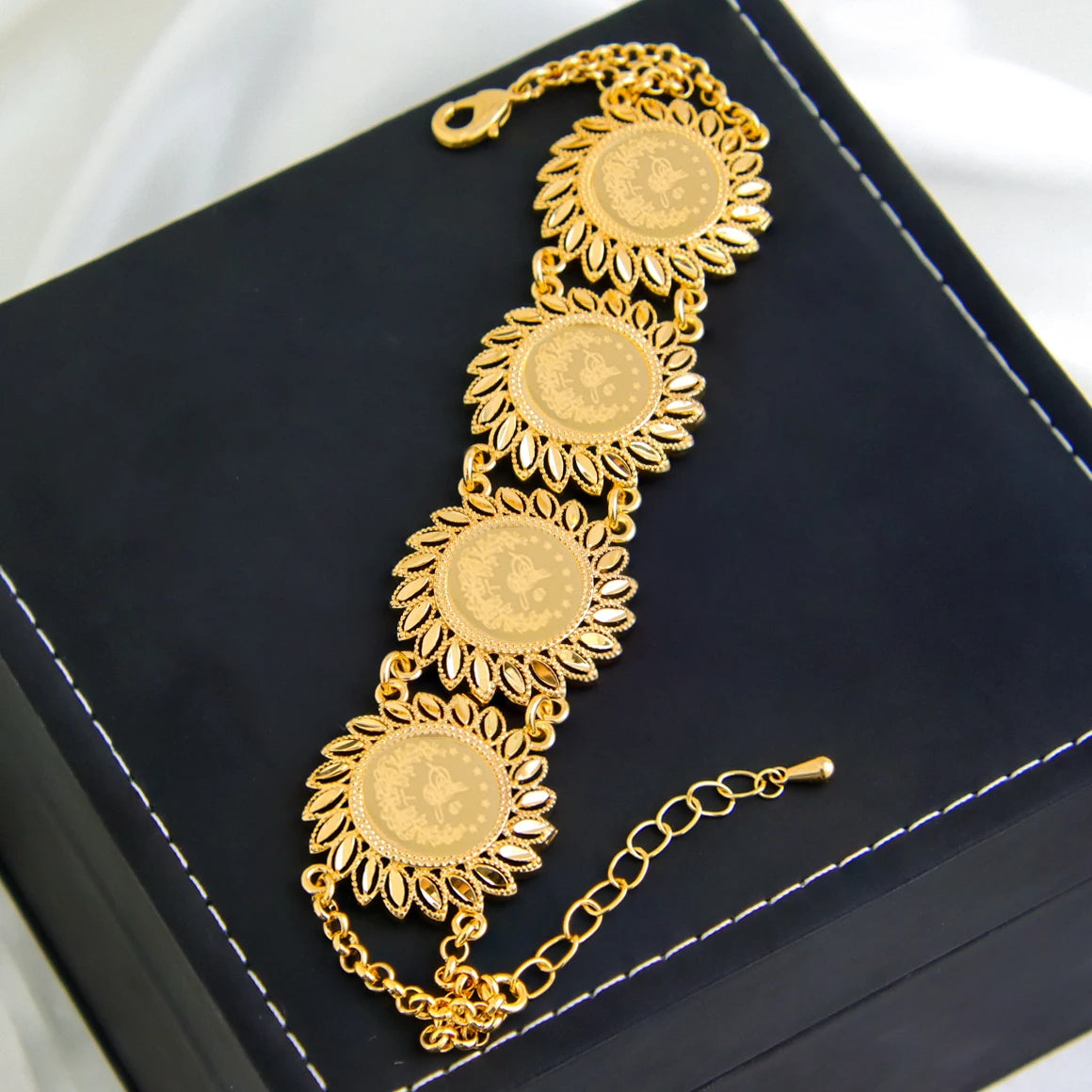 Turkish Classic Gold Coins Cuff Bangle