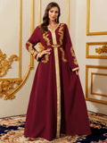 Embroidery Floral Open-Front Abaya Set