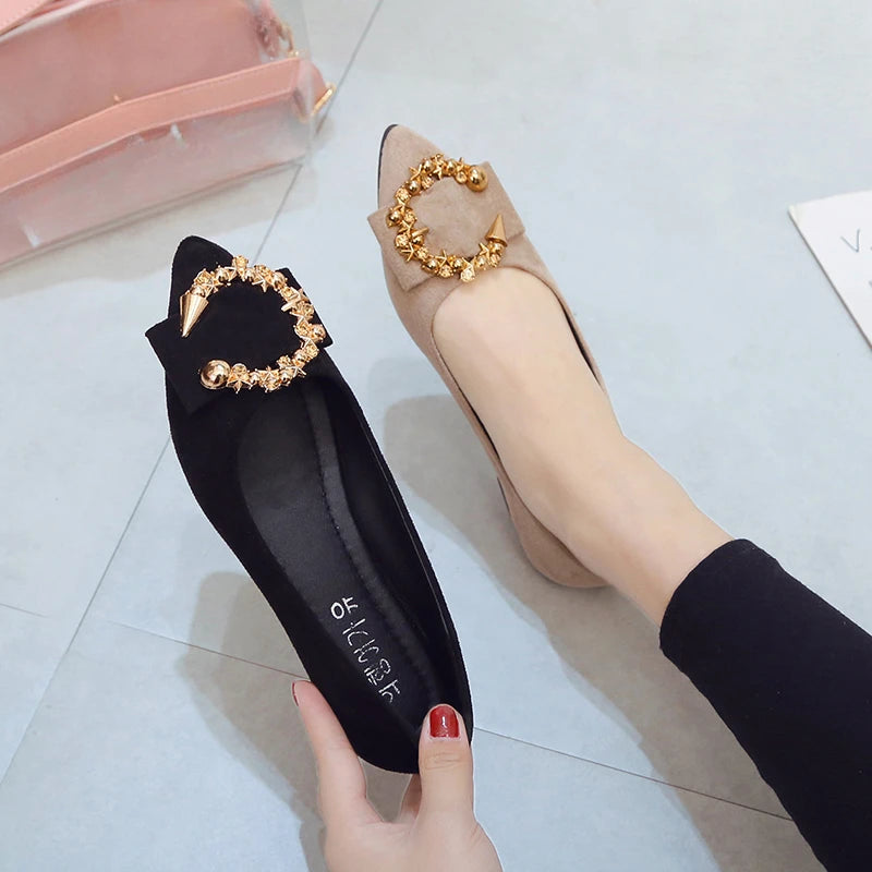 Pointed Toe Metal Detail Women's Shoes