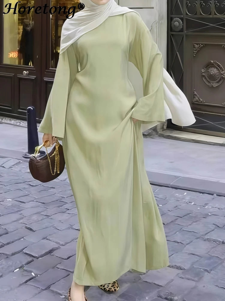 Belted Flare Sleeve Modest Abaya Maxi Robe
