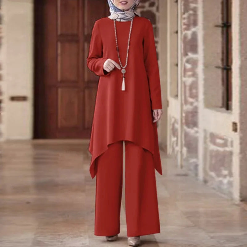 Eid Kaftan Abaya & Wide Leg Pants Set