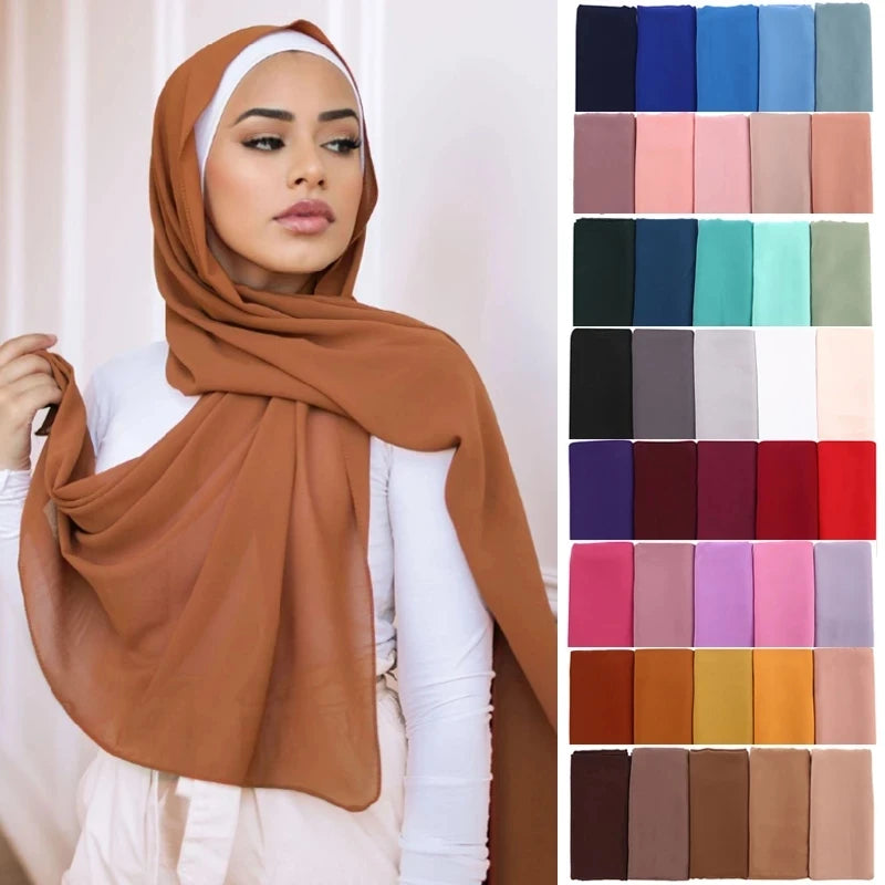 Signature Chiffon Hijab – Soft Lightweight Headscarf | 60 Colors