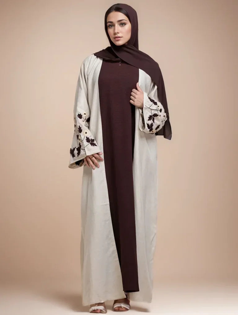 Floral Cuff Embroidery Abaya