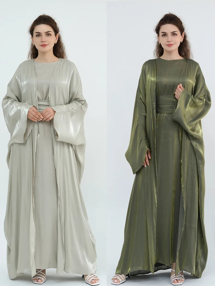 Arabic Kimono Cardigan Abaya Set
