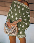 Bohemian Off-Shoulder Top & Shorts Set
