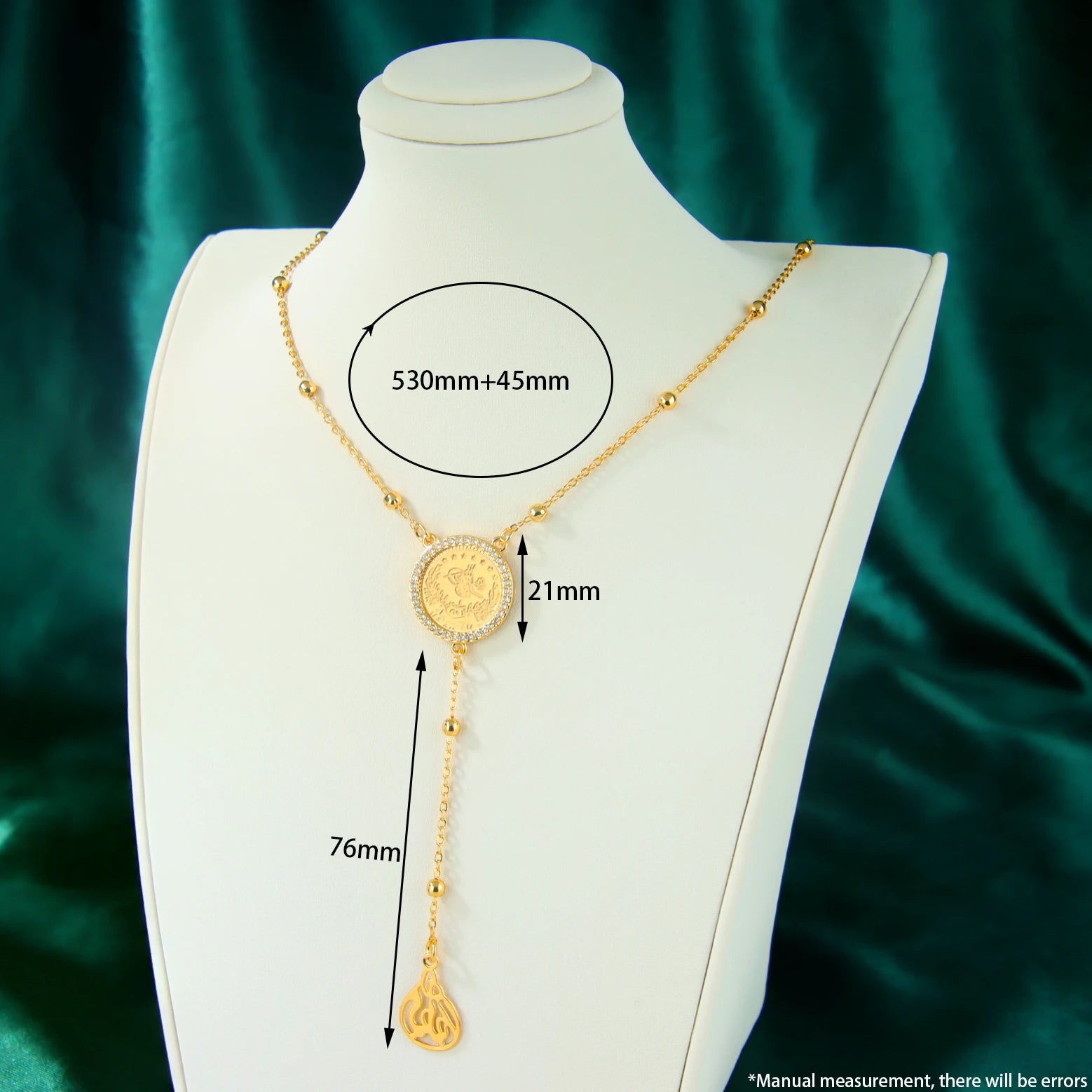 Islamic Gold Coins Long Pendant Necklace