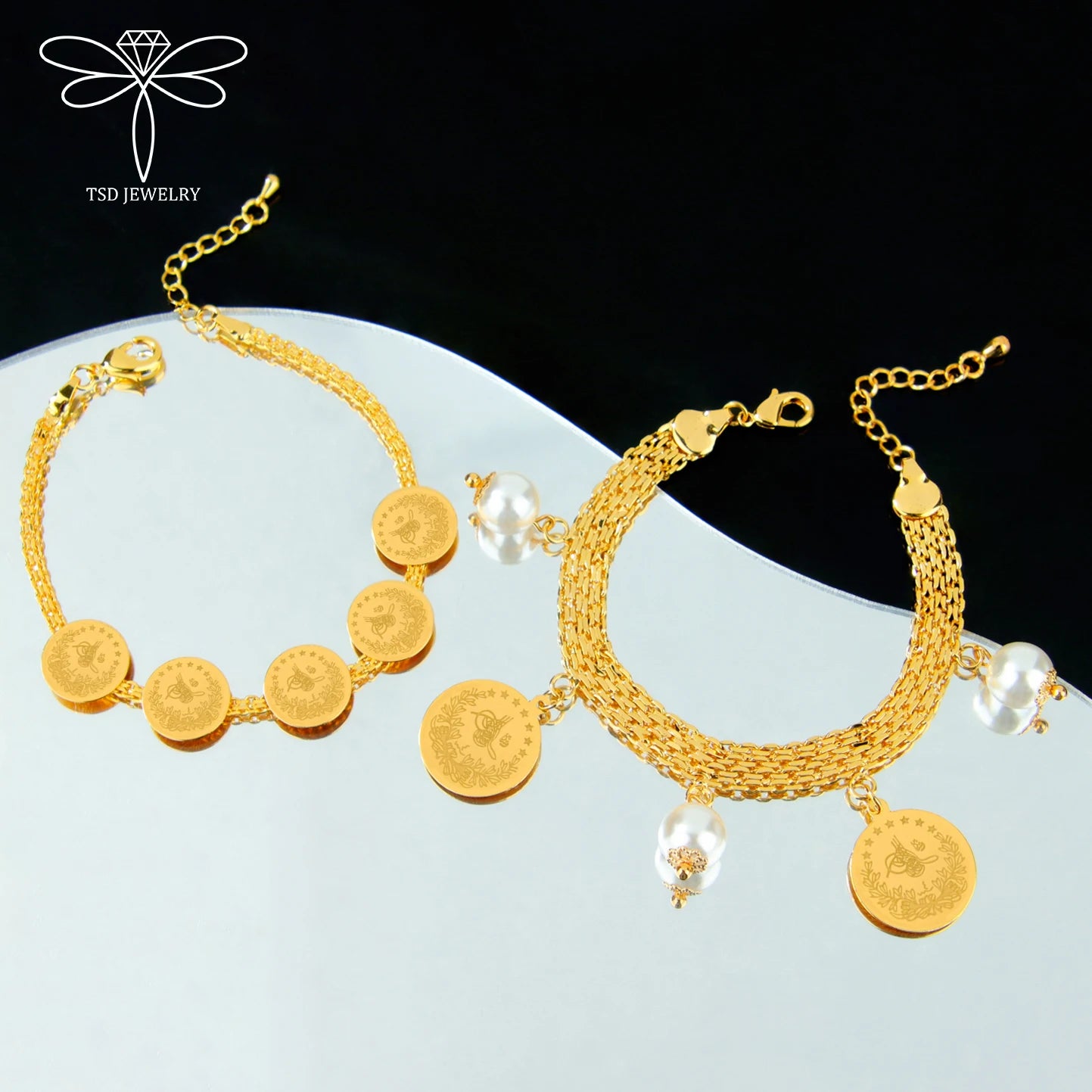 Turkish Vintage Coins Pearl Bracelet