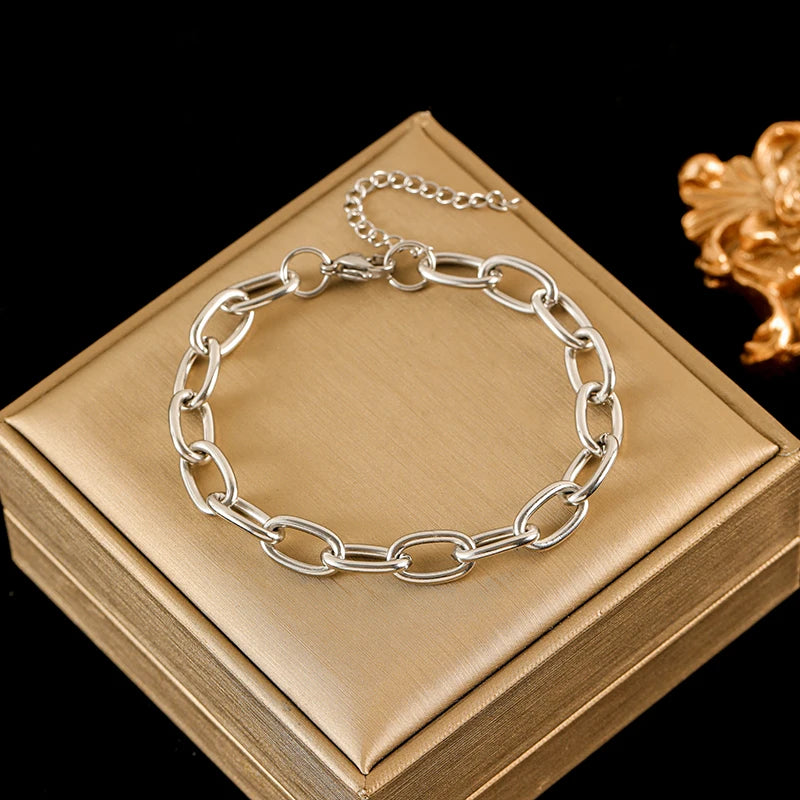 Silver Metal Texture Wrist Chain Bangle Bracelet