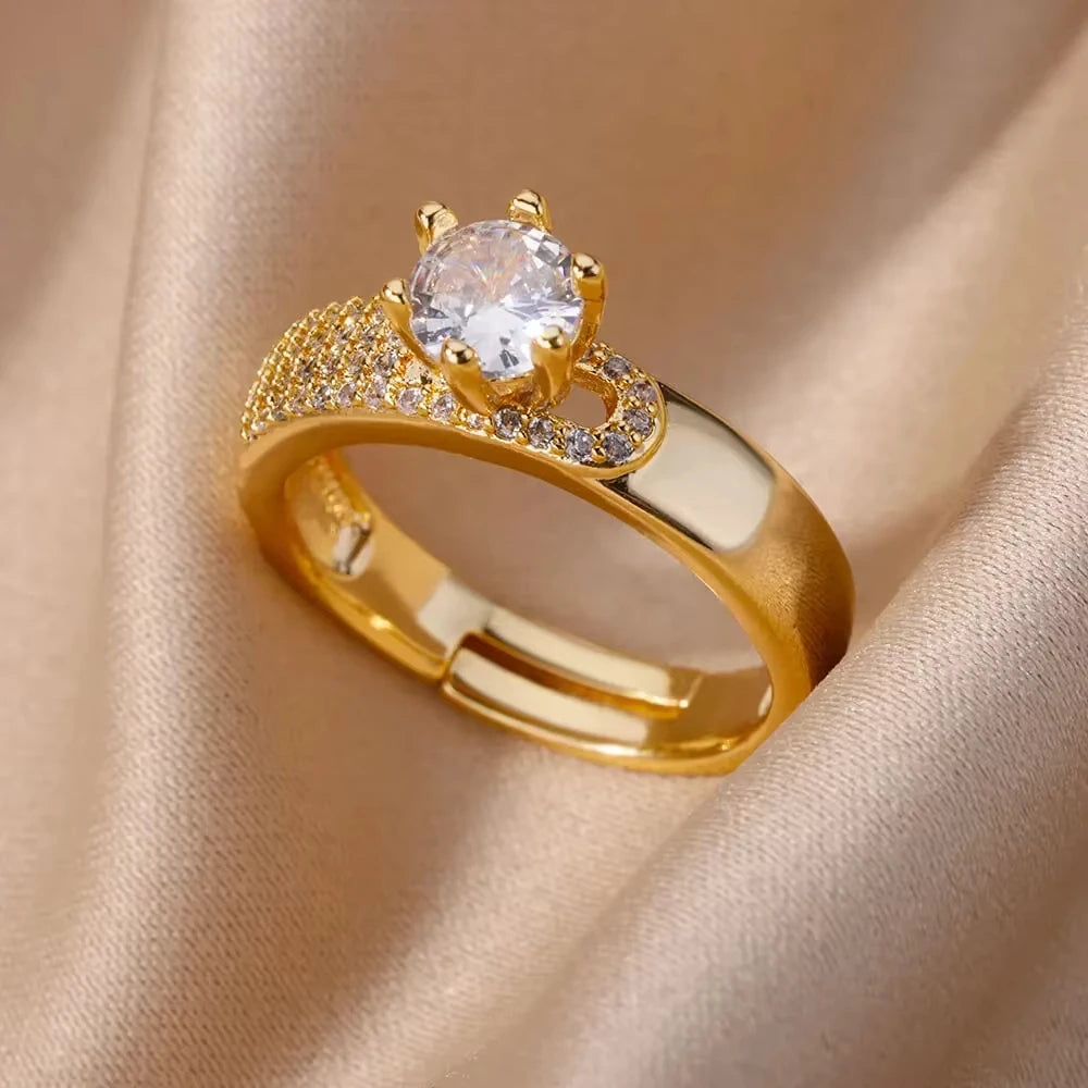 Luxe Geometric Zircon Ring