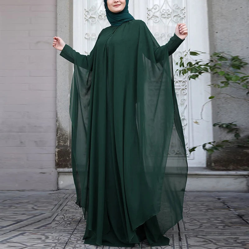 Chiffon Long Sleeve Hijab Abaya Dress