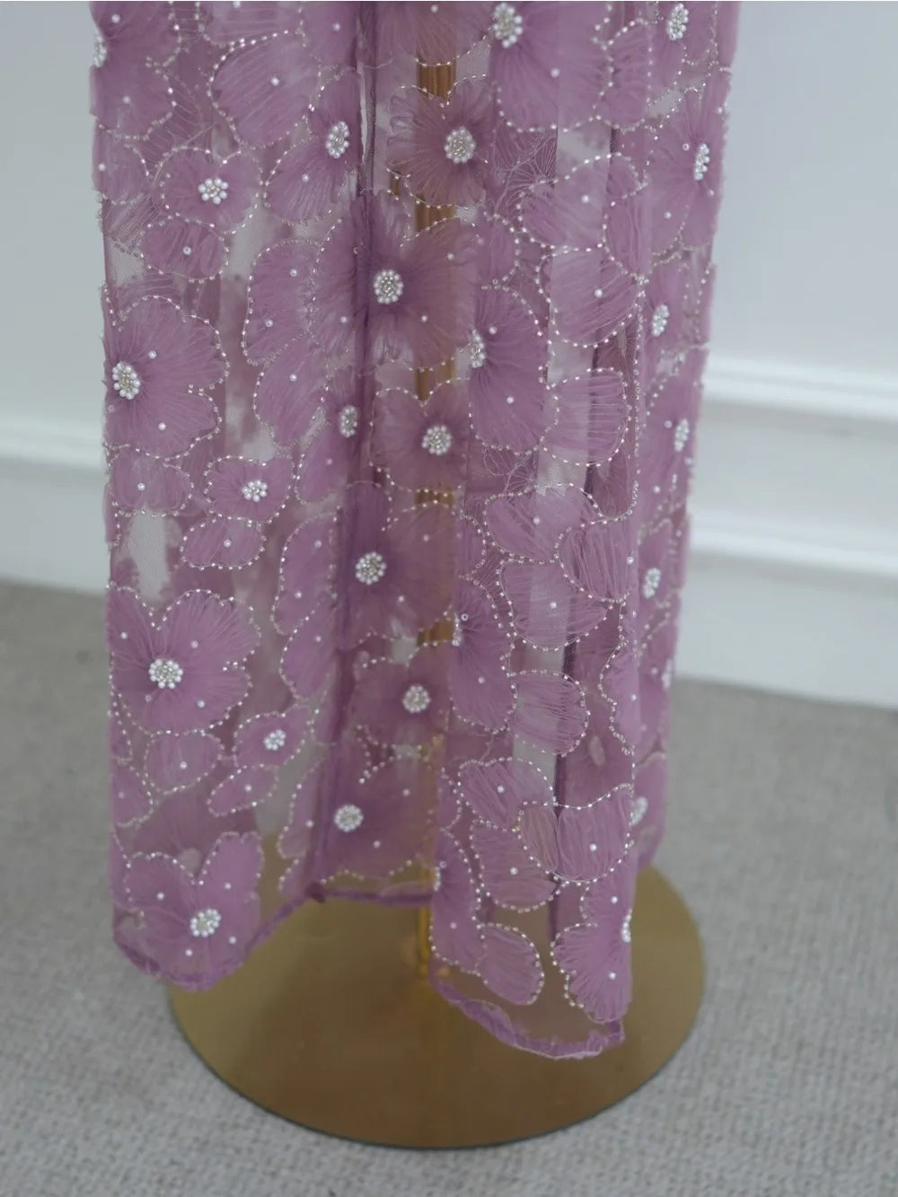 Beading Flower Cardigan Abaya Dress