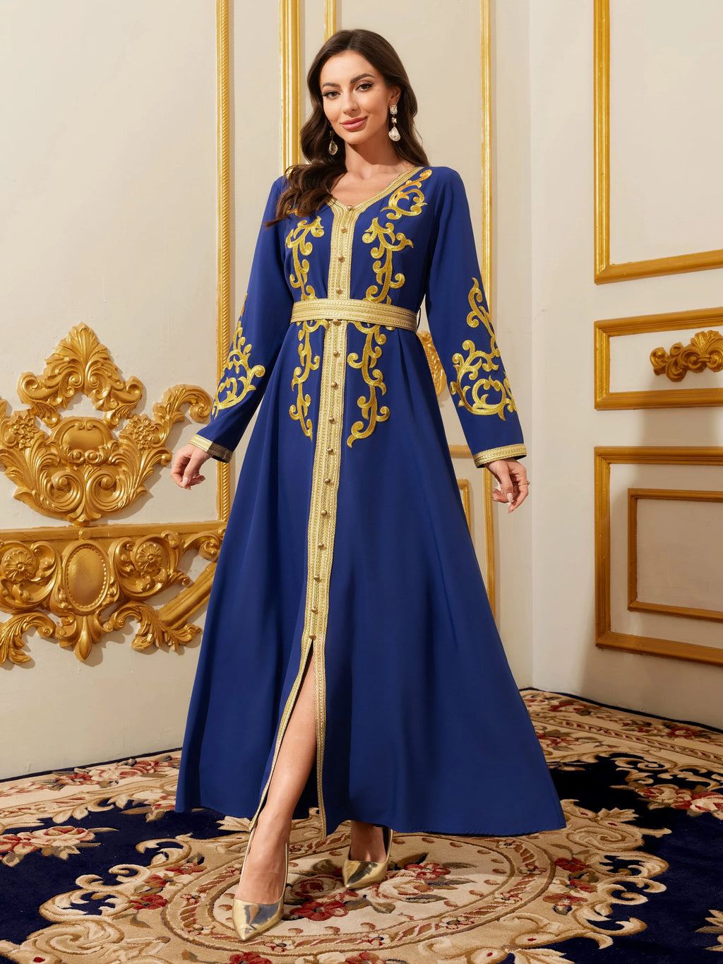 Gold Embroidered Moroccan Kaftan Abaya