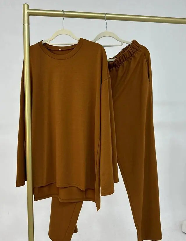 Muslim Long Sleeve Top & Pants 2-Piece Set