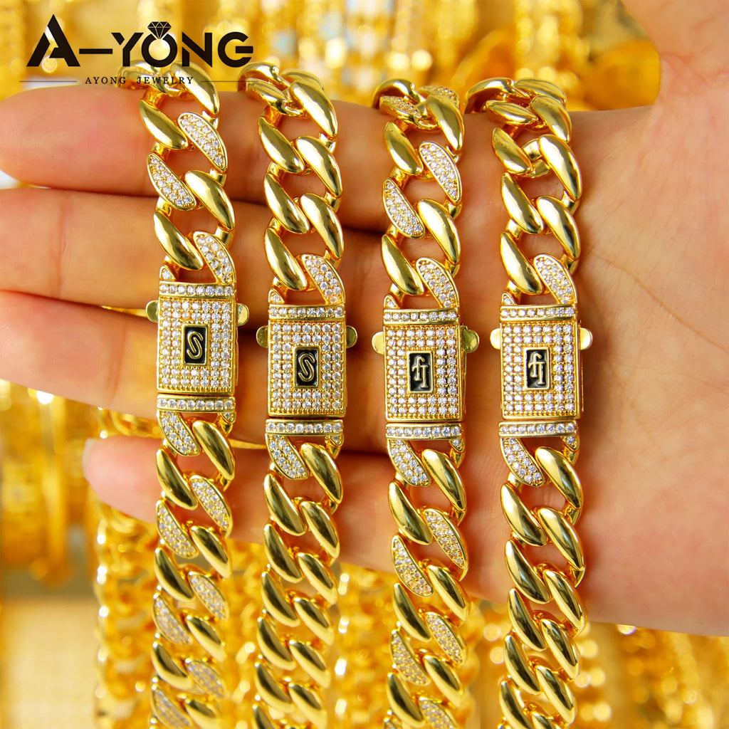 Dubai Gold Zircon Hip Hop Choker Set