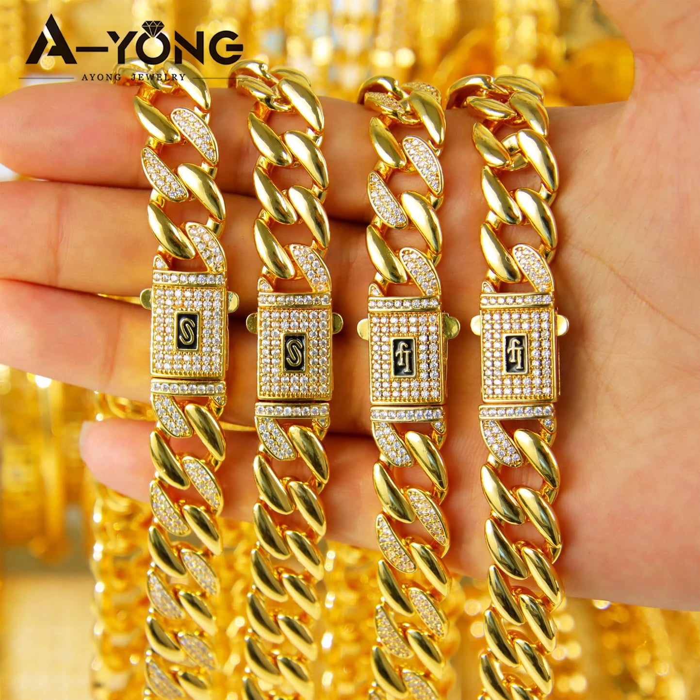 Dubai Gold Zircon Hip Hop Choker Set