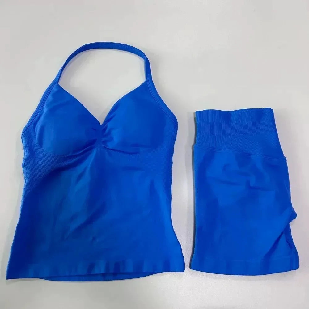 Halter Neck Sports Bra & Shorts Set