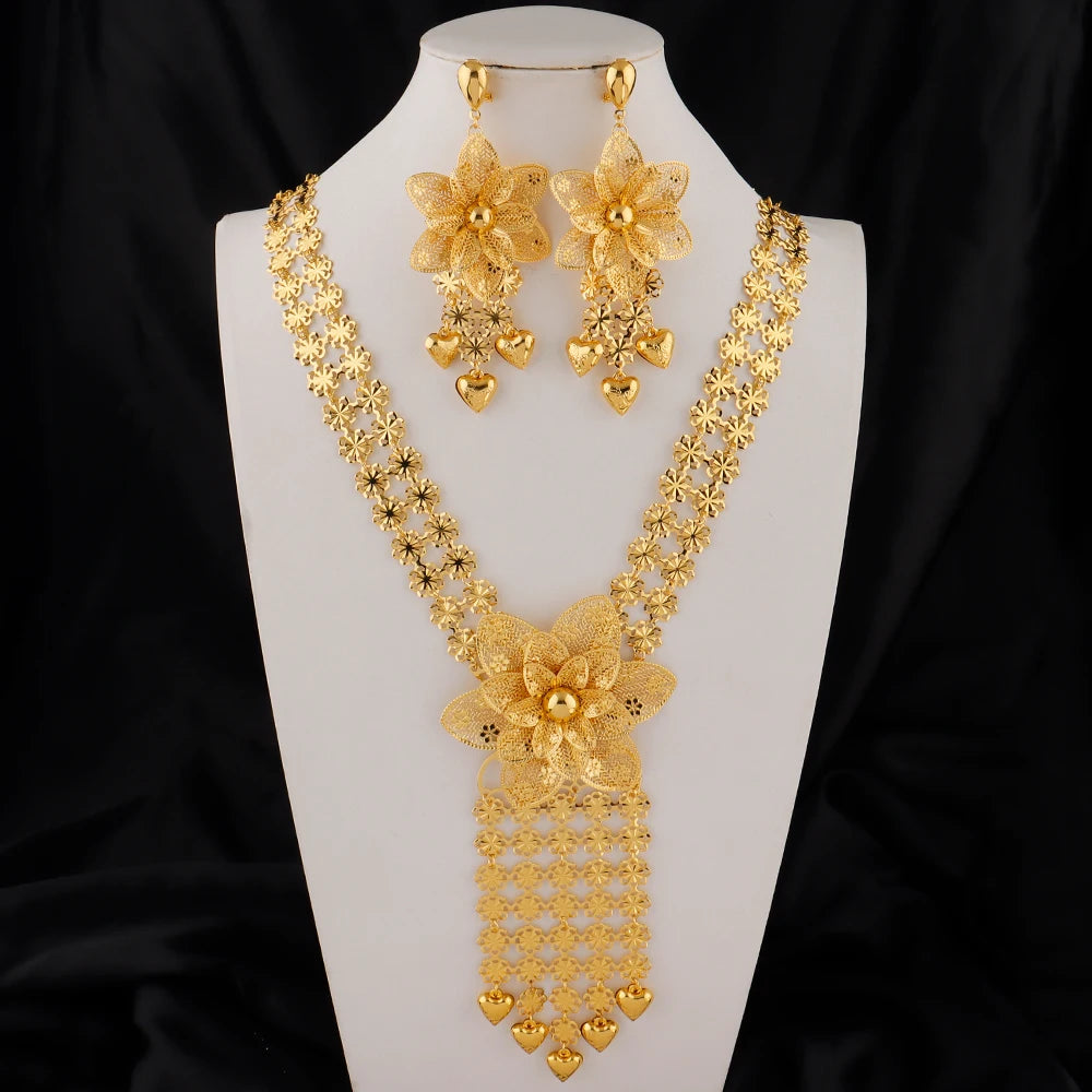 Golden Blossom Necklace Set