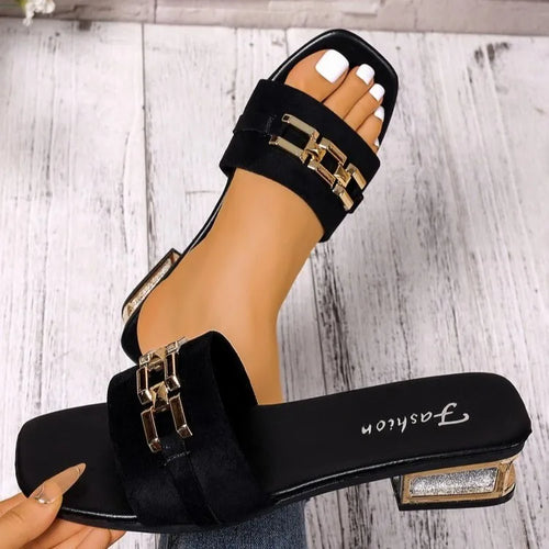 Bohemian Buckle Kitten Heel Sandals