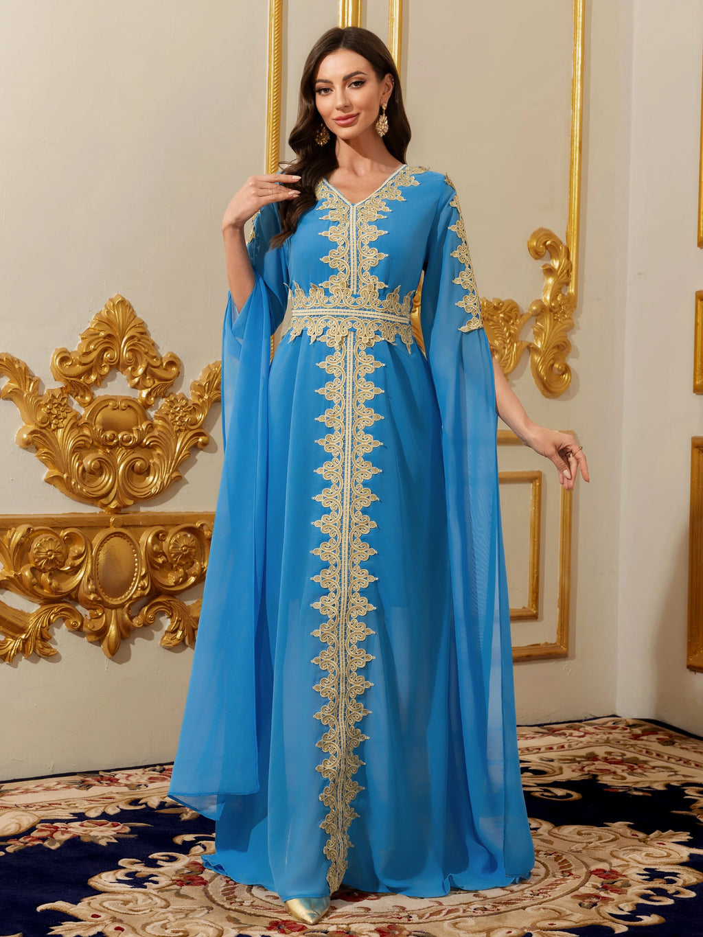 Lace Ethnic Moroccan Abaya Kaftan Dress