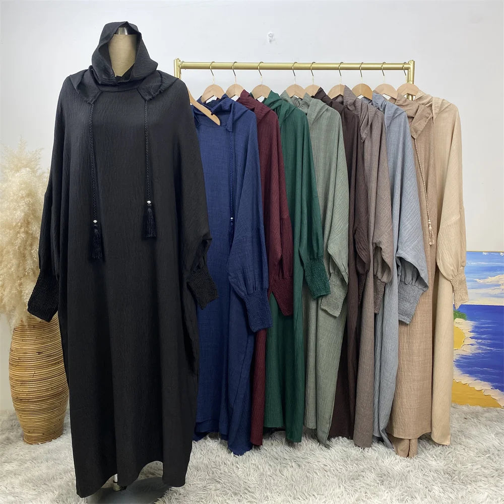 Hooded Batwing Sleeve Abaya Robe