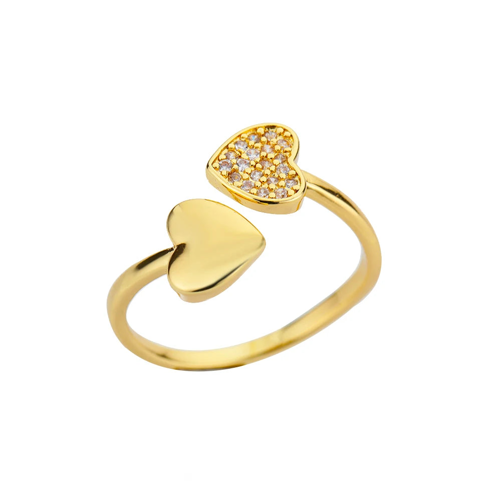Stainless Steel Cross Flower Heart Ring 18K Gold-plated Anti Fading Rings Women Wedding Golden Jewelry Vacation Accessories Gift
