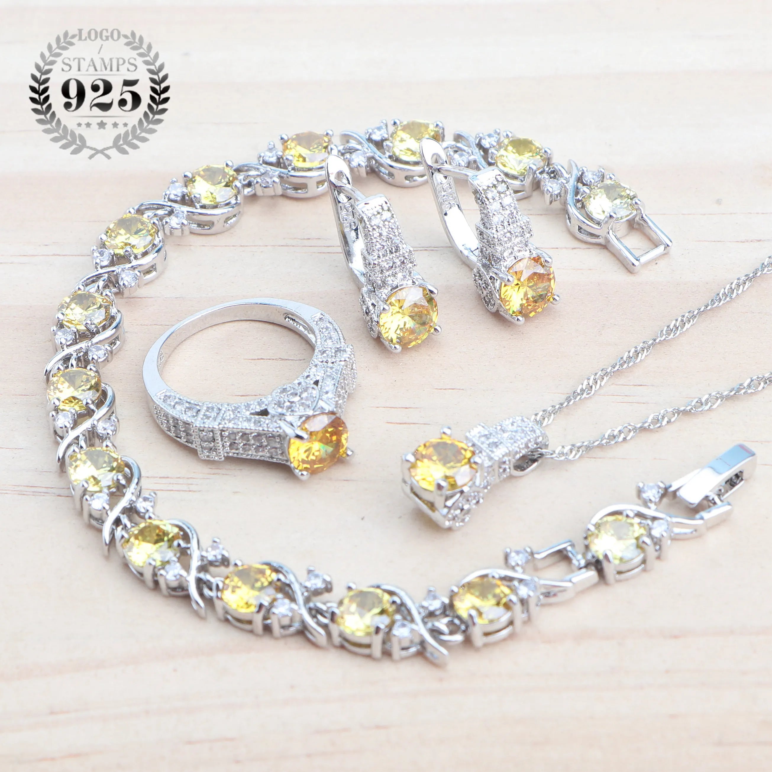 925 Sterling Silver Purple Zircon Jewellery Set