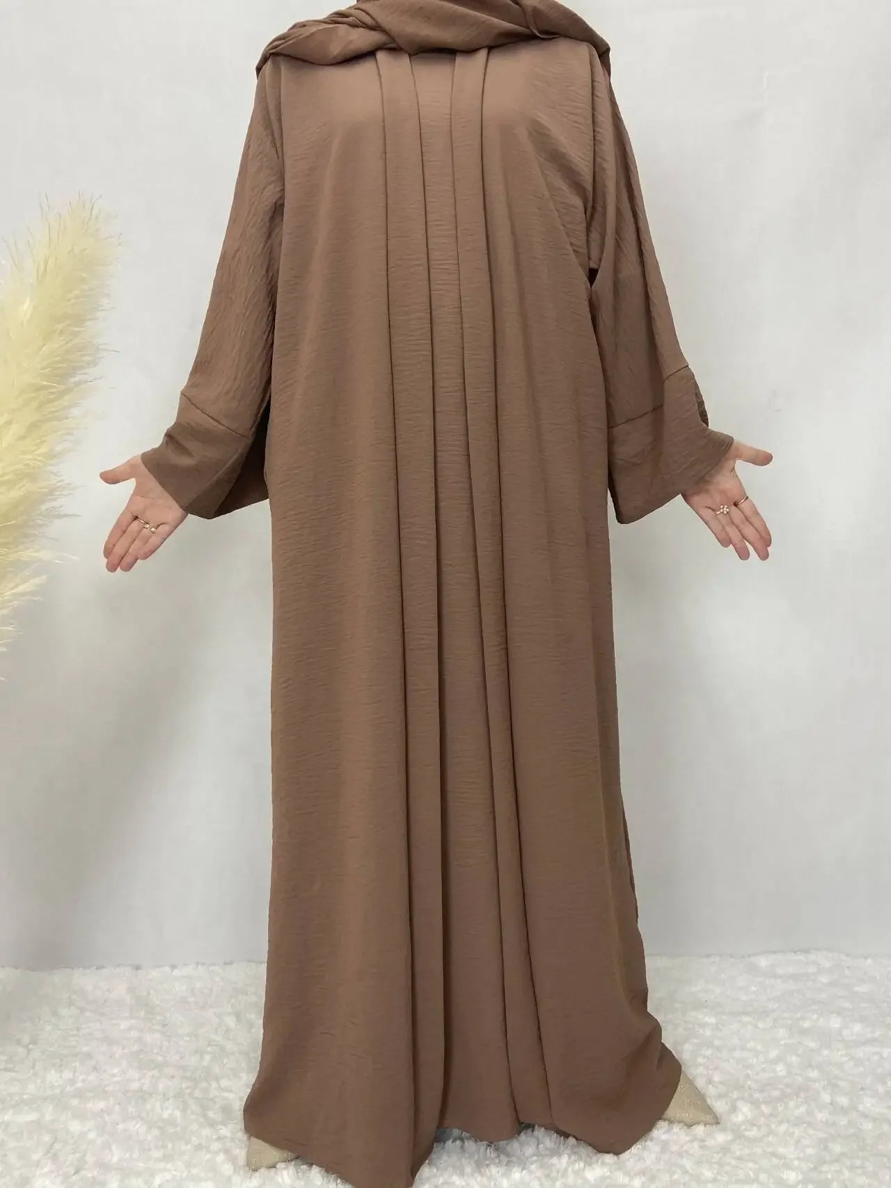 Two-Piece Abaya Robe Coat & Inner Dress Set