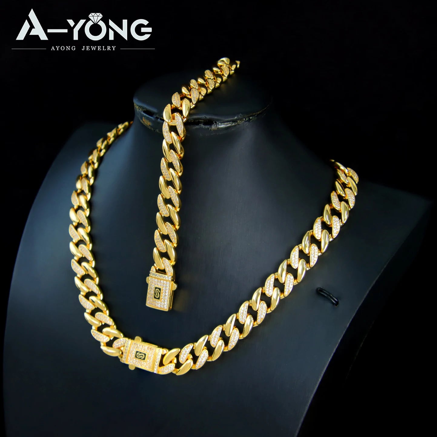 Dubai Gold Zircon Hip Hop Choker Set
