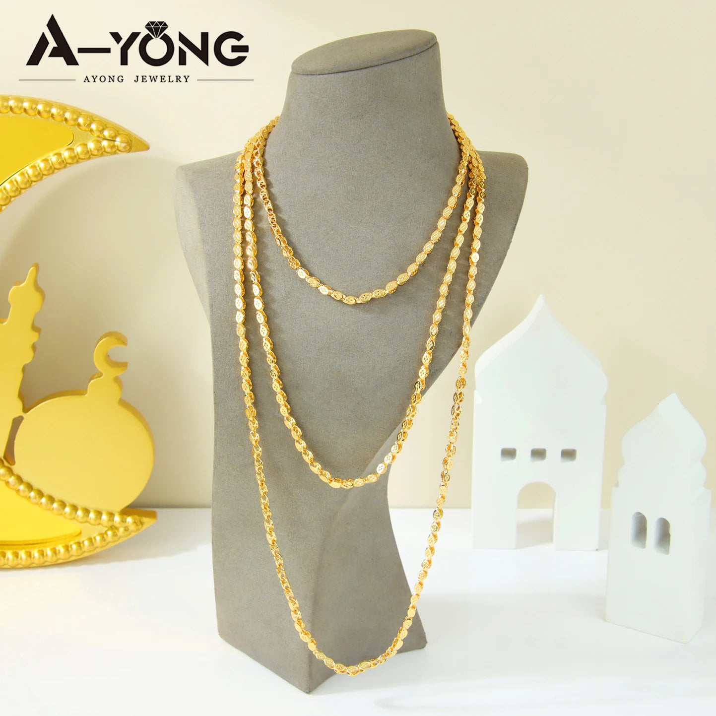 Arabic Wedding Long Gold Necklace