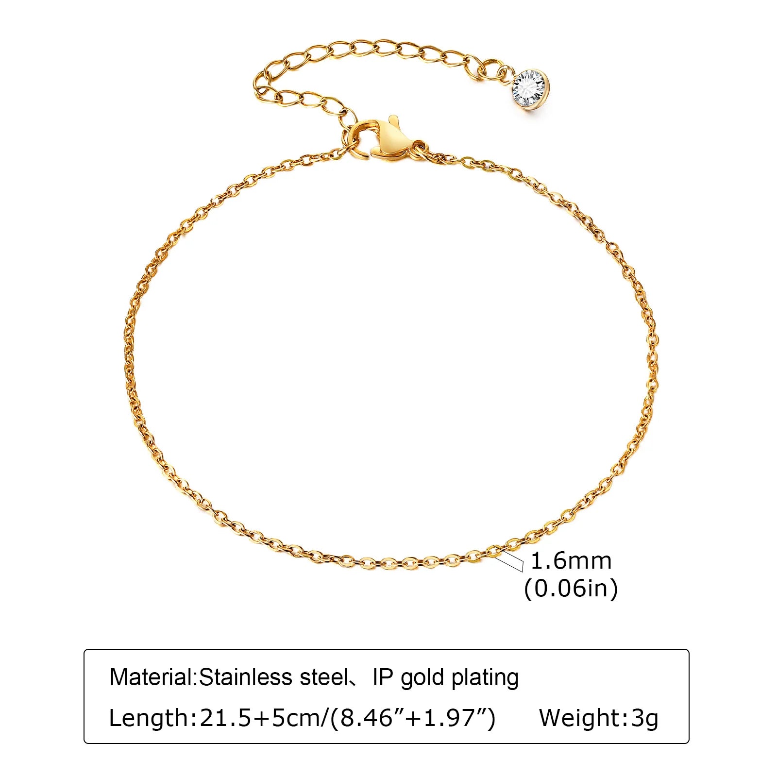 Waterproof Layered Link Chain Anklet