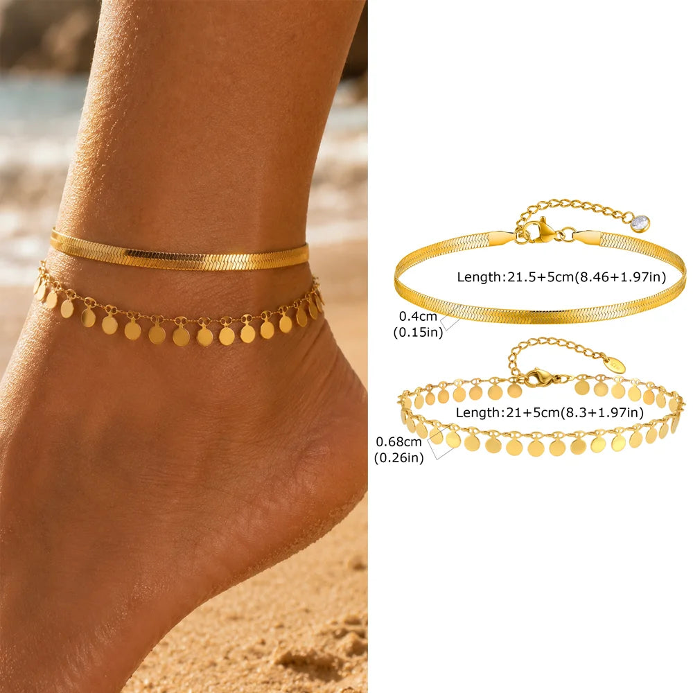 Gold Plated Tassel Blade Chain Anklet