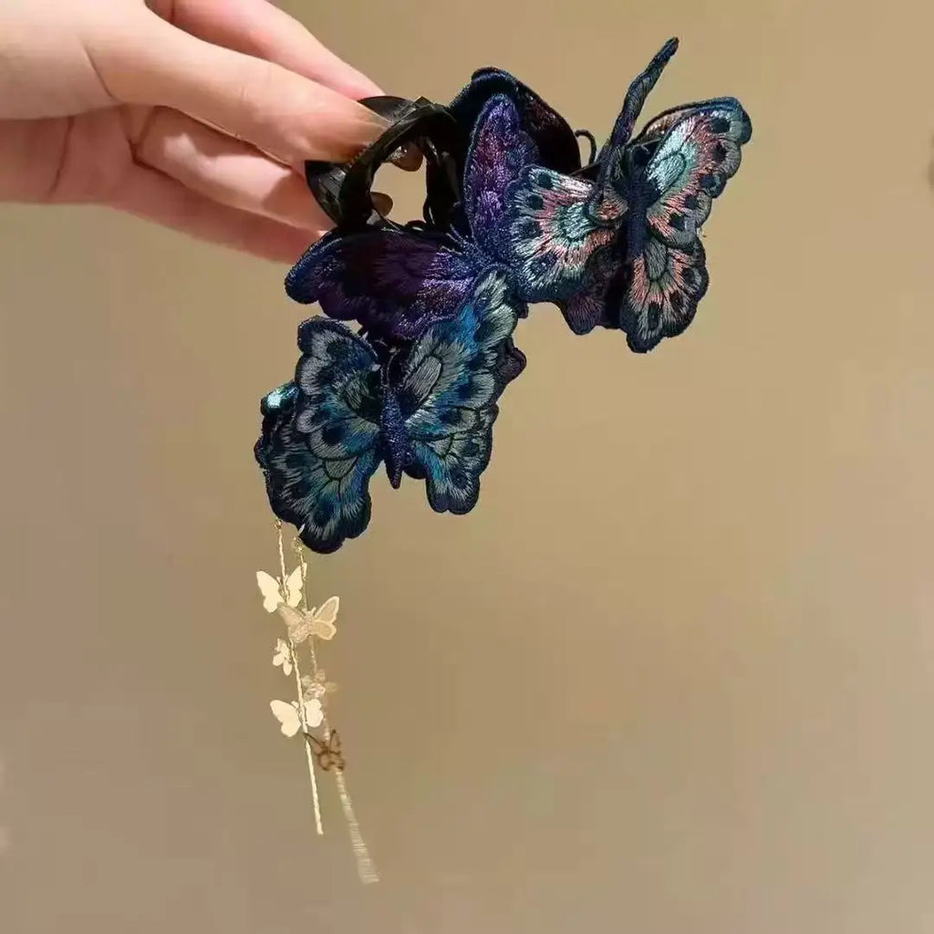 Chinese Butterfly Flower Tassel Hair Claw