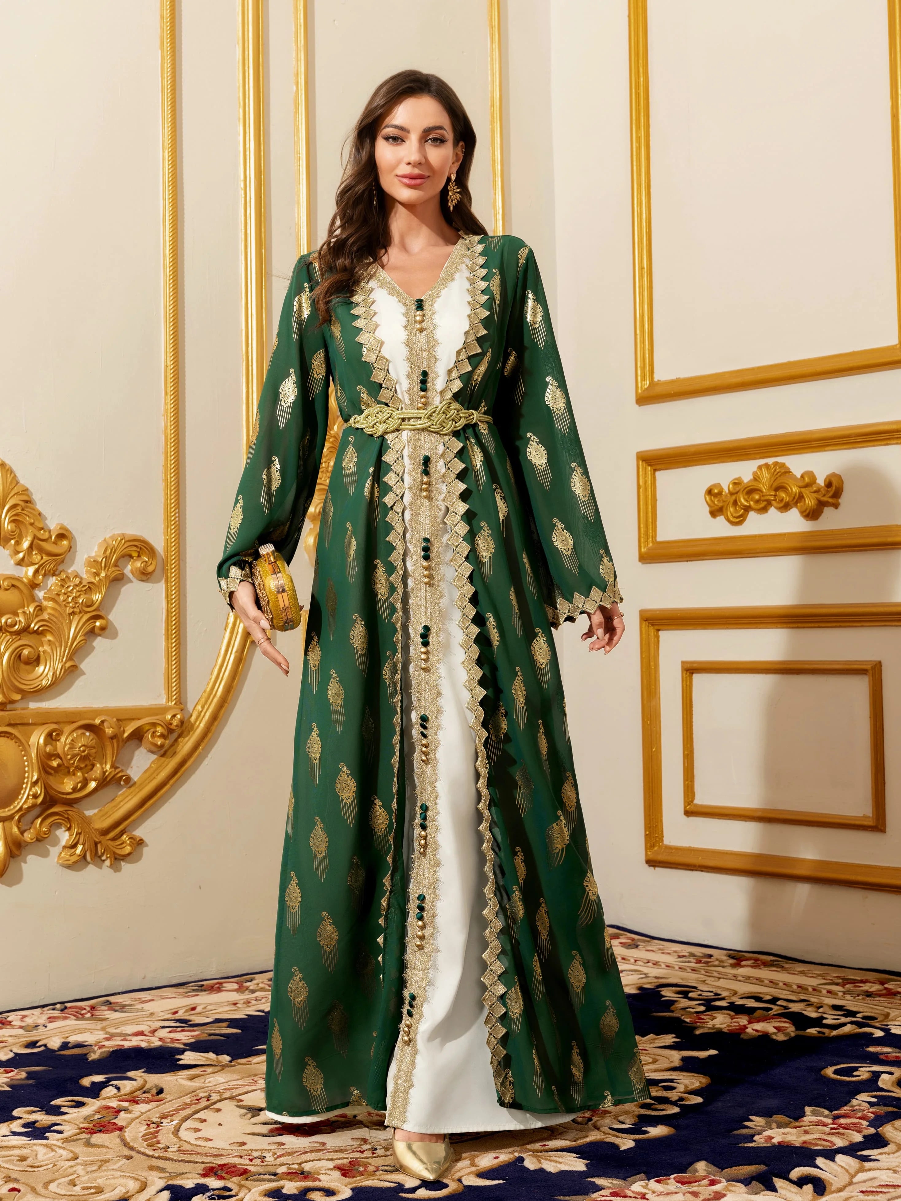 Gold Lace Moroccan Kaftan Abaya