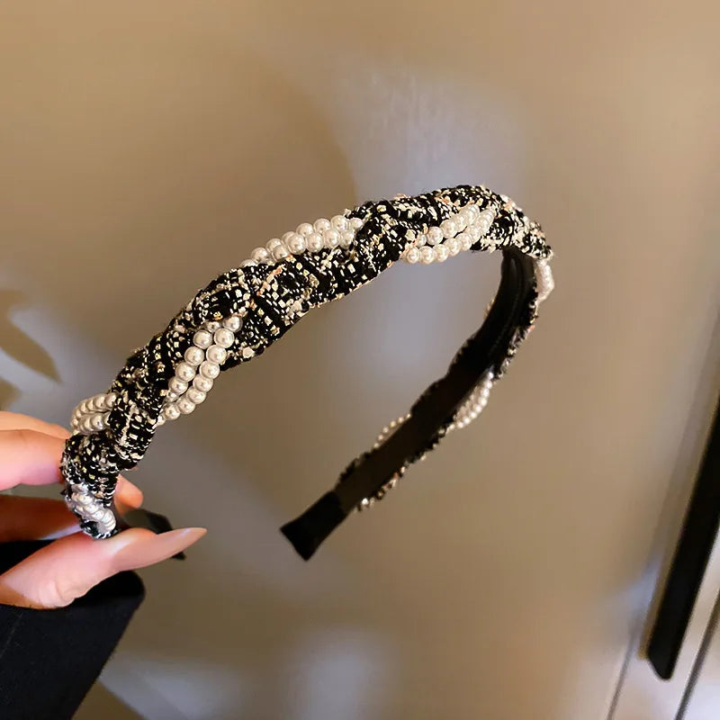 Full Rhinestone Leaf Pearl Headband