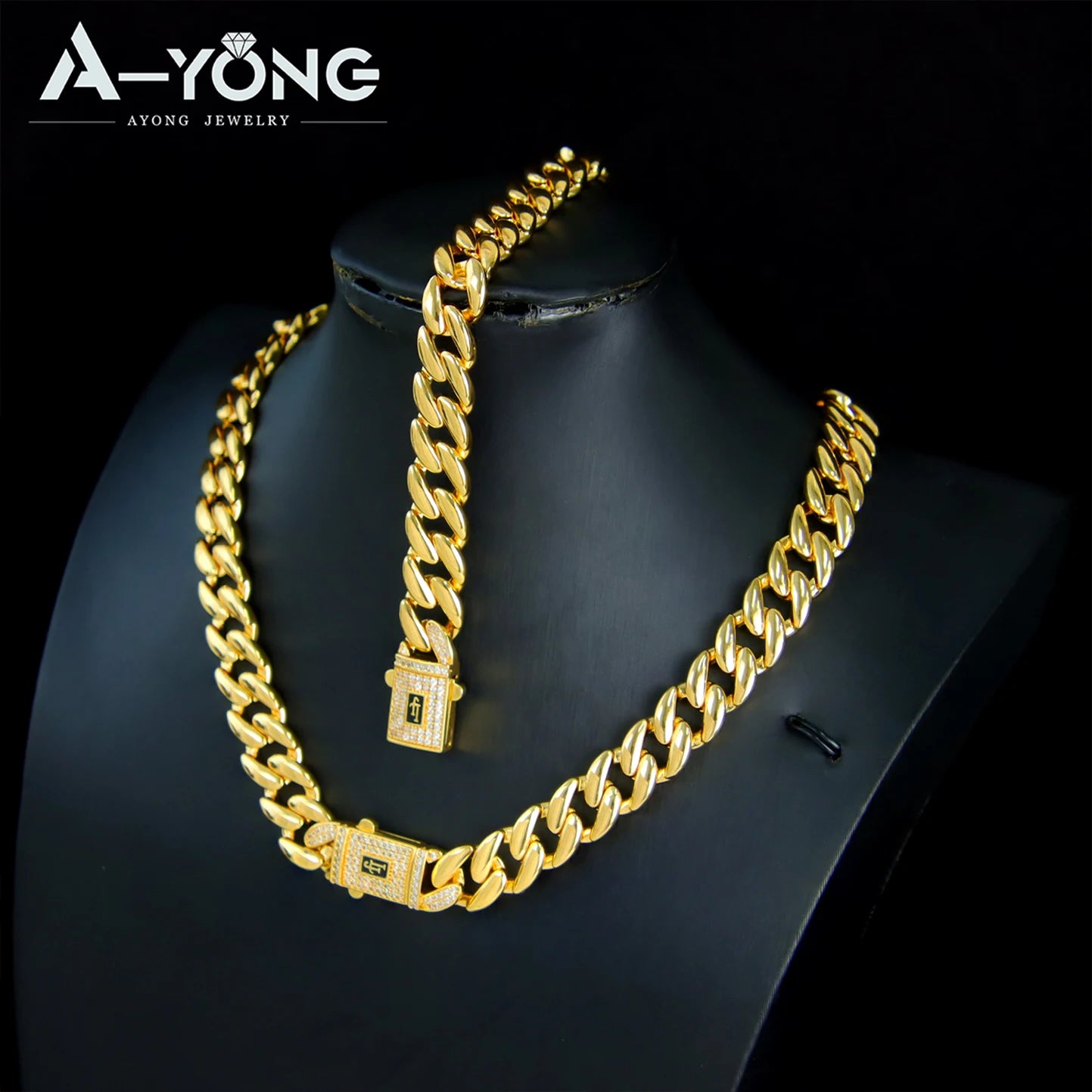Dubai Gold Zircon Hip Hop Choker Set