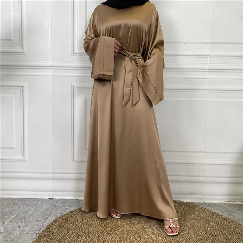 Middle Eastern Satin Long Abaya Dress