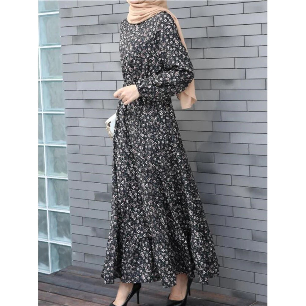 Bohemian Solid Maxi Abaya Dress