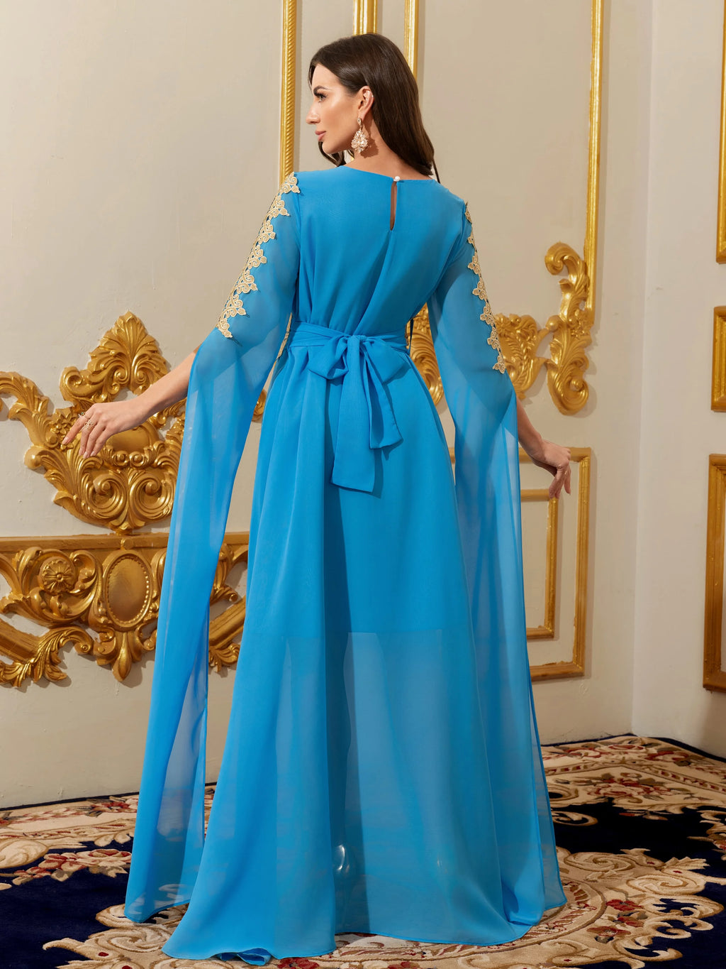 Lace Ethnic Moroccan Abaya Kaftan Dress