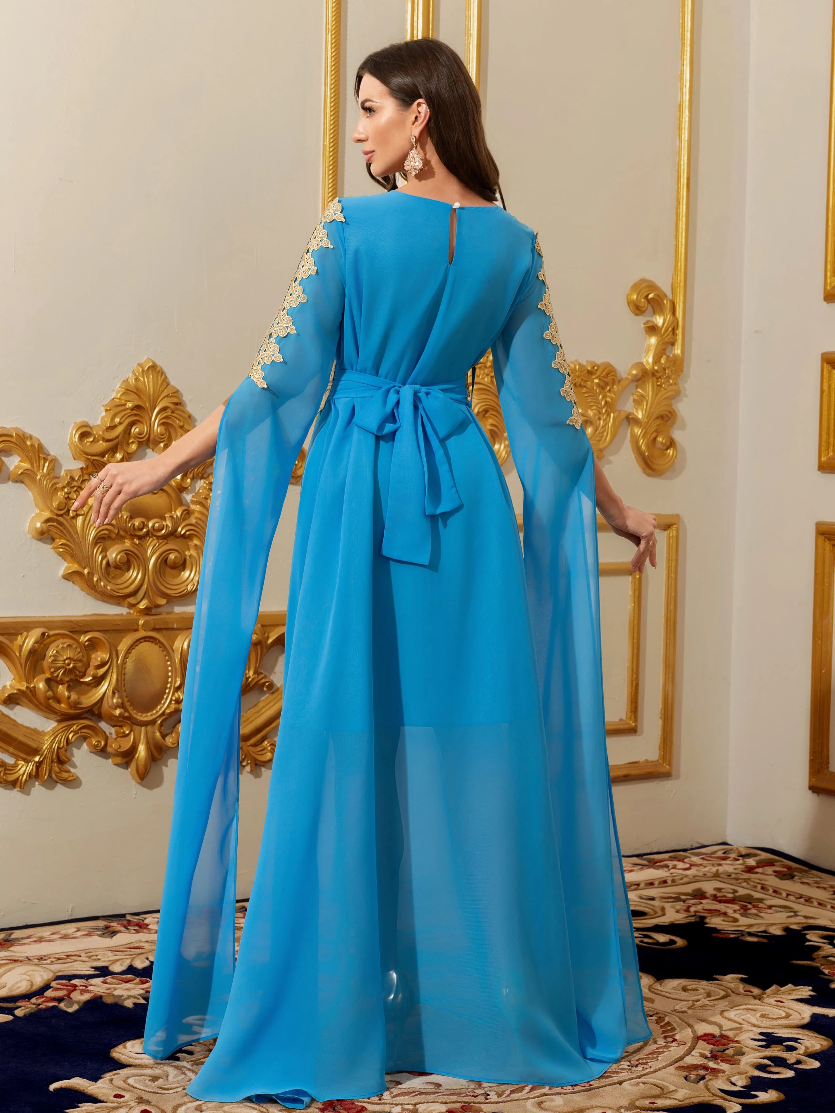 Lace Ethnic Moroccan Abaya Kaftan Dress